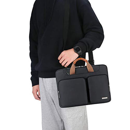 Lacdo 360° Protective Laptop Shoulder Bag, 15-15.6 inch Laptop Sleeve Case for Acer HP Lenovo Dell ASUS Laptop, Acer Aspire, HP Pavilion, Dell Inspiron, Lenovo IdeaPad,ASUS ZenBook Computer Bag, Black - color: Black, size: 15.6 Inches