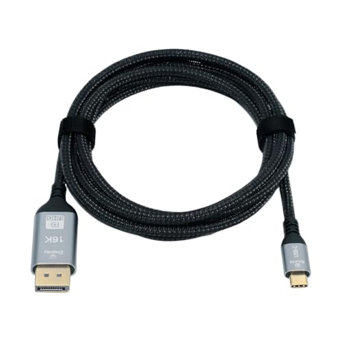 chenyang USB C to 80Gbps DisplayPort 2.1 Cable Supports 16K@30Hz with DSC, 10K@60Hz, 8K@60Hz, 4K@240/165/144Hz, 2K@240/165/120Hz 6.56FT - style: DisplayPort 8K