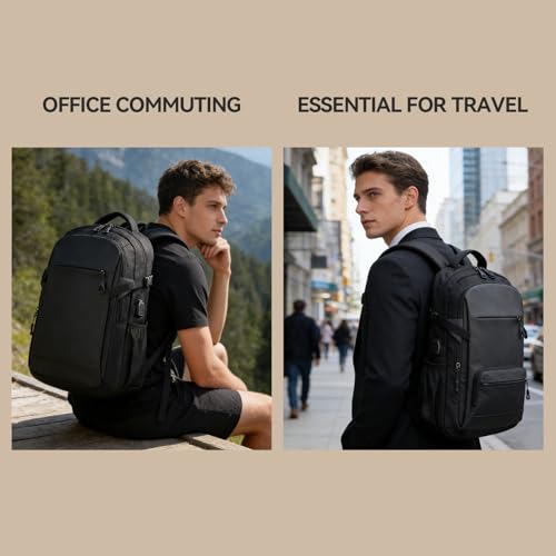 Travel Laptop Backpack, Waterproof 15.6 Inch Computer Work Lightweight Packback Bag for Men Women College Gift, Black (Black)