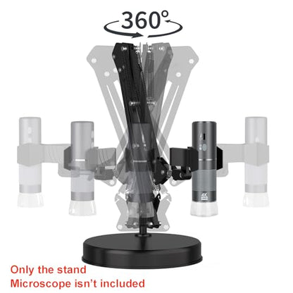 Max 21-inch Adjustable Universal Stand for Digital Microscopes (Only Stand) | 360° Rotating Arm – Table Clamp – Supports Up to 6cm Diameter USB/WiFi Microscopes – Ideal for Lab, Electronics, and DIY - size: Stand