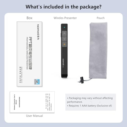 Norwii Wireless Presentation Clicker, PowerPoint Clicker with Laser Pointer | Presentation Remote for PowerPoint Presentations, Plug & Play USB Slide Advancer, Compatible with Mac/Windows/Linux/Android - color: Black