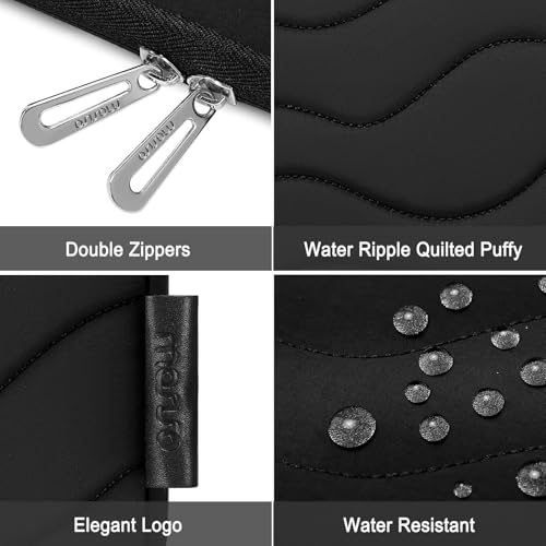 MOSISO 360 Protective Laptop Case 13.3 inch, 13-14 inch Laptop Sleeve,Black | Compatible with MacBook Neo/Air 13.6 M5 M4 M3 M2 M1/Pro 13/14, HP Dell ASUS Lenovo, Water Ripple Quilted Bag with Small Case