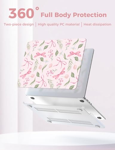 iCasso Compatible for MacBook Air 13 inch Case M5 M4 M3 M2 2026 2025-2022 Release Model A3449 A3240 A3113 A2681, Sturdy Protective Sweet Pattern Hard Shell 13.6 MacBook Air Case, Flower Bow Pink - color: Flower Bow Pink