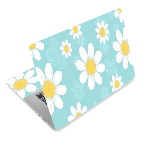 Laptop Skin Sticker Decal for 12 13 13.3 14 15 15.6 in, Universal Vinyl Waterresistant Protector Cover for Notebook PC Netbook, Computer Decor for Women Girls Light Blue Daisy - color: Light Blue Daisy