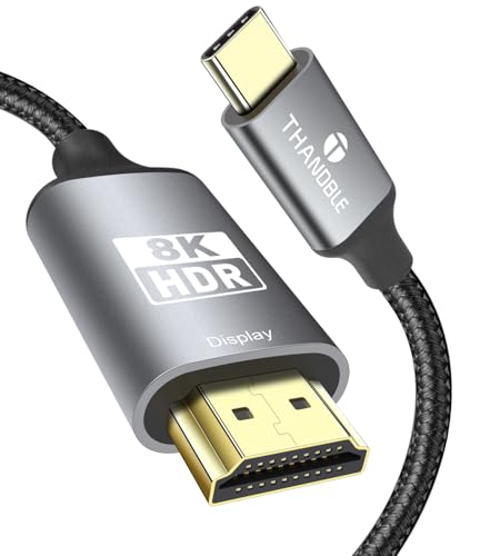 Long USB C to HDMI 2.1 Cable 15 FT, Support 8K@60Hz and 4K 120Hz, Dynamic HDR, Thunderbolt 3/4/5, USB 4 Port, Type C to HDMI Cable for MacBook Pro/Air, XPS, ThinkPad, iPhone 15/16 Series - size: 15 FT