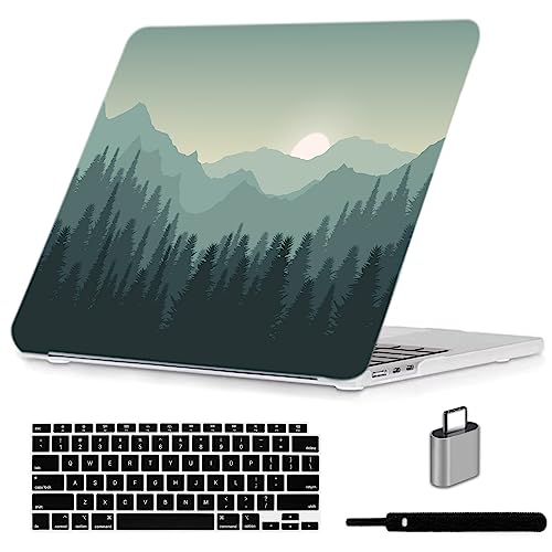 LanBaiLan Compatible with MacBook Air 13 inch Case M5 2026 M4 2025 M3 M2 2024-2022 A3449 A3240 A3113 A2681, 13.6 Plastic Hard Shell Case & Keyboard Cover, Mountains Landscape - color: Mountains Landscape