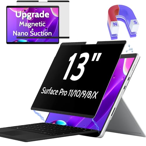 Peslv Magnetic Privacy Screen for Surface Pro 11/10/9/8/X 13 Inch, Removable Anti Blue Light Glare Filter, Black Security Private Apy Block Protector - size: Surface Pro 13 Inch (X/8/9/10/11)