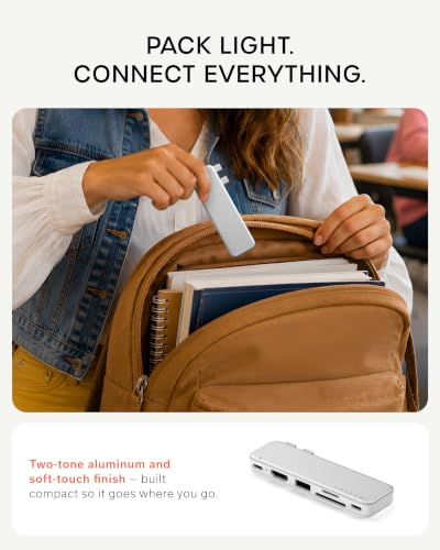 Satechi USB-C Snap Hub for MacBook Neo, 6-in-2 Flush Dual-Connector Hub with 4K/60Hz HDMI, 45W Pass-Through Charging, SD & microSD Card Readers, USB-A & USB-C 5Gbps Data, Silver - color: Silver