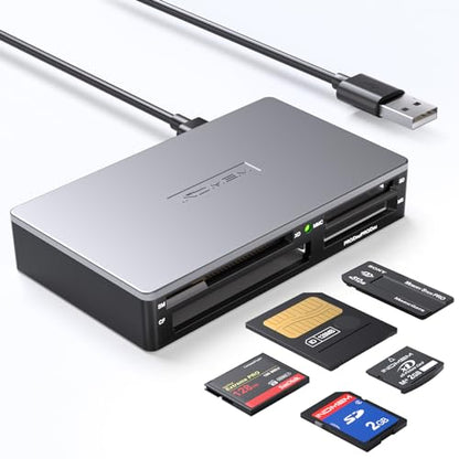 SmartMedia Card Reader Writer All-in-1 USB Universal Multi Card Adapter Slim Hub Read Smart Media, xD, SD, SDHC, SDXC, UHS-I, MMC, MS Pro Duo, CF, MD, Camera Flash Memory Cards For Windows, Mac, Linux