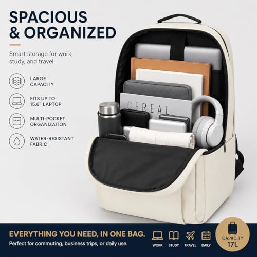 Laptop Backpack for Women & Men, 15.6" Laptop and Tablet Bag with Computer Compartment – Lightweight, Durable Travel & Work Backpacks, Beige - color: Backpack 01 Beige
