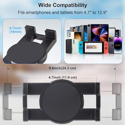 iPad Under Cabinet Mount, Kitchen Tablet Holder, iPad Desk Mount with Clamp | Heavy Duty Aluminum Base & Metal Arm, 360° Rotation, Compatible with 4.7"-12.9" iPad Pro/Air/Mini/Kindles/Galaxy Tab/Phones