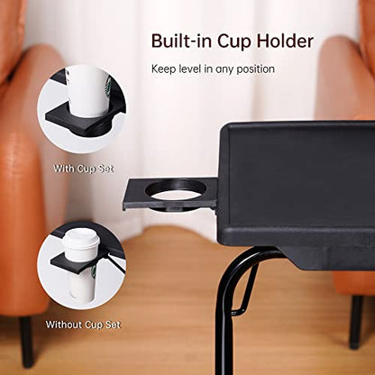 Allpop TV Tray Table - Adjustable TV Dinner Tray for Eating, Folding Laptop Table with 6 Heights & 3 Tilt Angles, Cup Holder on Couch & Bed, Black - color: Black, size: Allpop-TV Tray