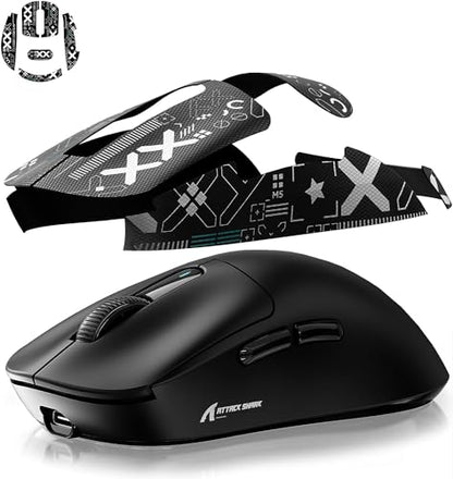ATTACK SHARK Mouse Anti Slip Grip Tape for X3 Wireless Gaming Mouse - Black | Pre-Cut Universal Tape, Skins, Sweat Resistant, Elastics Refined Side Grips, Ultra-thin 0.5mm (0.02in) for Computer Mouse - color: Black & White