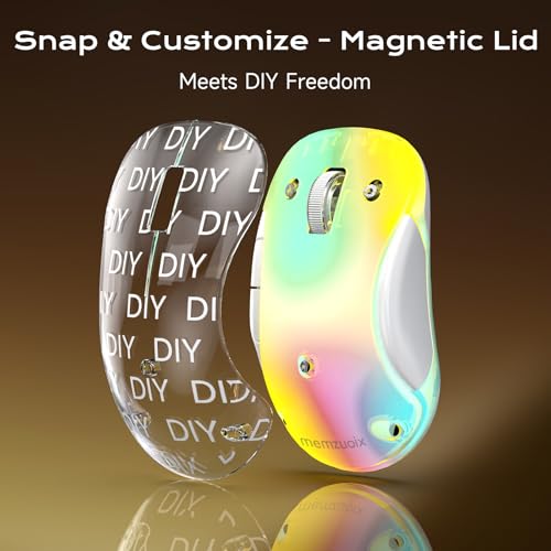 memzuoix 2.4G LED Wireless Mouse, Rechargeable Ergonomic Mouse with Detachable Cover, 1400 DPI Portable Optical Computer Mouse with USB Receiver for Laptop, PC, Desktop and MacBook, 5 Buttons - color: white and white