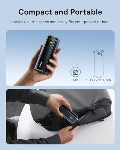 Baseus Laptop Power Bank, 20800mAh 145W Portable Charger with 4 Ports, Digital Display, Fast Charging Battery Pack for Outdoor Work, MacBook, iPhone 17/16/15 Series, Samsung, Dell, Steam Deck and More