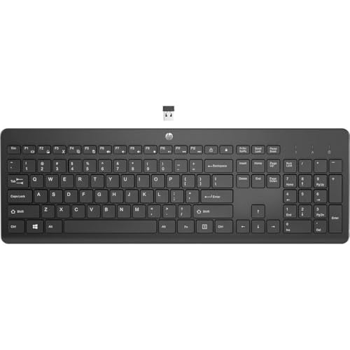 HP 230 Wireless Keyboard - Wireless Connection - Low-Profile, Quiet Design - Windows & Mac OS - Laptop, PC Compatible - Shortcut Keys & Number Pad - Long Battery Life (‎3L1E7AA#ABA),Black