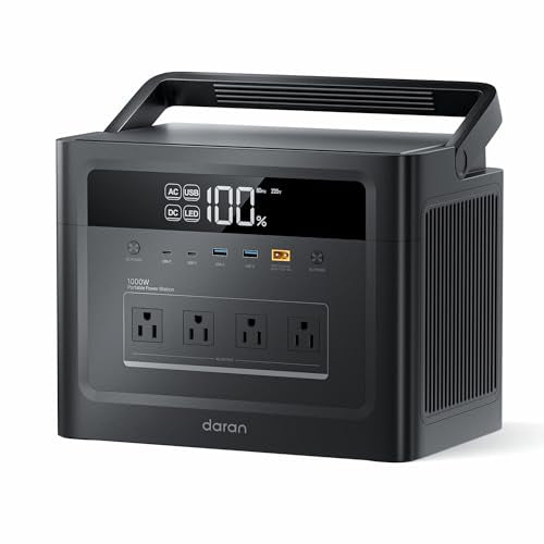 Portable Power Station 1000W, 960Wh Solar Generator LiFePO4 Battery, Power Bank with 4 AC Outlet, PD 100W Output Fast Charging for Home Use, Emergency, Camping, RV & Off-Grid Living (1200W Surge) - color: Deep Black