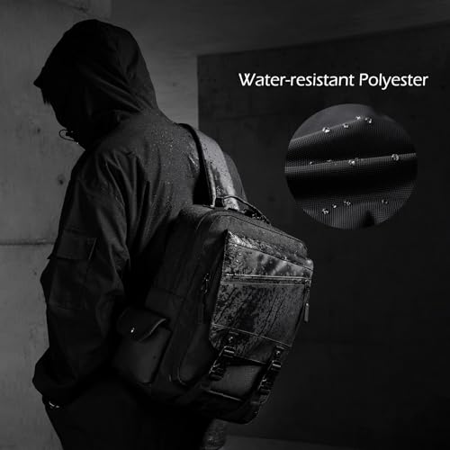 Crossbody Messenger Bag for Men: 13L Multi-pocket Satchel Sling Bags - color: Black
