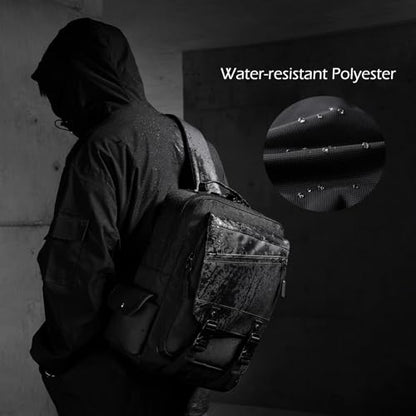 Crossbody Messenger Bag for Men: 13L Multi-pocket Satchel Sling Bags - color: Black