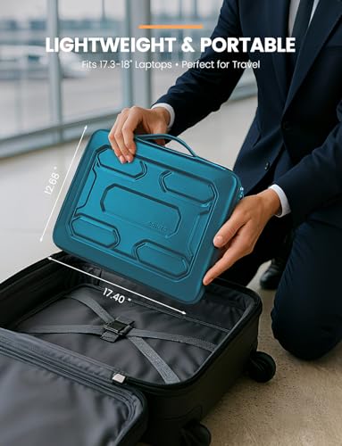 DOMISO 18 inch Laptop Sleeve with Handle Shockproof Computer Bag Waterproof EVA Protective Carrying Case for 17.3" MSI GS73VR Stealth Pro/HP Envy 17/LG Gram 17"/ROG Strix GL702VS,Teal - color: Teal, size: 17.5-18 inch