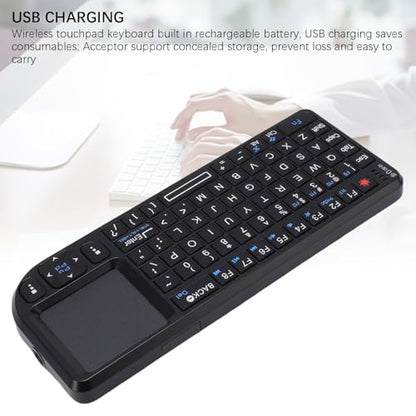 Yunseity Wireless Keyboard with Touchpad, 69 Keys USB Rechargeable Portable Keyboard, Backlit, Ultra Thin Compact Full Size for PC, Android, Linux System