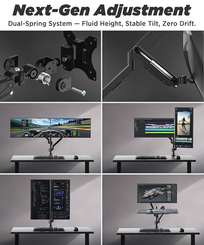 Extra-Tall Heavy-Duty Monitor Arm Mount for 40" Ultrawide Monitors | 33.4" Max Height, 26.4 lb VESA Capacity, C-Clamp & Grommet Mount, Height Adjustable, Long-Reach Ergonomic Arm, Black, MA12P-S - size: Sinlge Monitor Arm