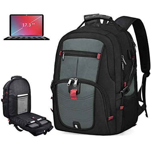 NUBILY Laptop Backpack 17 Inch Waterproof Extra Large TSA Travel Backpack Anti Theft College Business Mens Backpacks with USB Charging Port 17.3 Gaming Computer Backpack for Women Men 45 L Grey - color: Grey, size: 17.3 inch