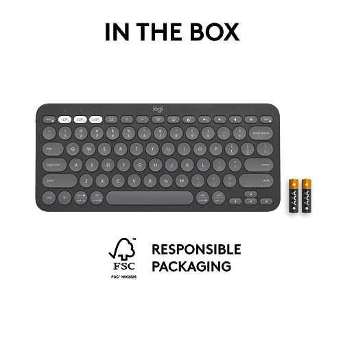 Logitech Pebble Keys 2 K380s Keyboard, Bluetooth, Wireless - Graphite - color: Graphite