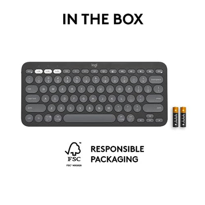 Logitech Pebble Keys 2 K380s Keyboard, Bluetooth, Wireless - Graphite - color: Graphite