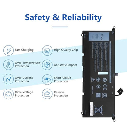 DJW DXGH8 52W Laptop Battery Replacement for Dell XPS 13 9380 9370 2019 7390 Series Vostro 5390 5391 Series Inspiron 7390 2-in-1 7391 2-in-1 Series H754V 0H754V 0V48RM V48RM HK6N5 P113G001 P114G001 - size: DXGH8