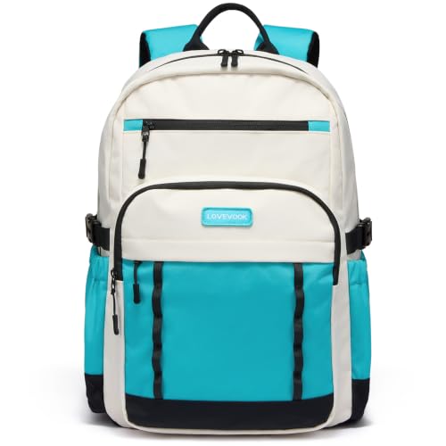 LOVEVOOK Laptop Backpack for Women Men with Large Cup Holder,15.6 Inch Work Travel Backpack Computer Laptop Bag,Waterproof Teacher Nurse College Business Office Carry on Backpack Purse,Back Pack Gifts - color: Beige - Black - Blue-green, size: 15.6 Inch