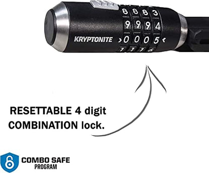 Kryptonite KryptoFlex Bike Lock Cable, 2FT/6FT/10FT Long 12mm Thick Heavy Duty Braided Steel Cable Anti-Theft Security Lock for Outdoor Equipment, Combination/Key Bike Lock - size: 12mm x 61cm, style: 2' Combo