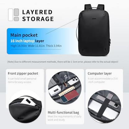 Laptop Backpack for Men Women, 17 Inch Black Lightweight Waterproof Business Backpack, Anti-Theft Work Computer Bag, Durable Daypack Casual Backpack for Work College Weekender Travel