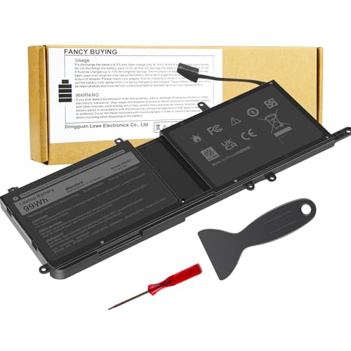 9NJM1 Battery Replacement for Dell Alienware 17 R4 R5 15 R3 R4 Alienware 15 2018 ALW17C-D1758 P31E P31E001 P31E002 P69F P69F001 P69F002, HF250 0HF250 0MG2YH 9NJMI 44T2R MG2YH 01D82 546FF HF25D 0546FF - size: 11.34*4.21*0.51inch