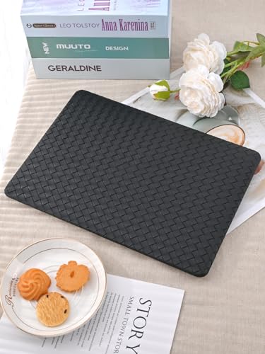Seorsok Compatible with MacBook Pro 13 inch Case M2 2023-2021-2016 A2338 M1 A2251 A2289 A2159 A1989 A1708 A1706,Leather Plastic Hard Shell&Transparent Keyboard Cover,Black Tartan PVC No Logo Cutout - color: Black( Tartan PVC), size: Pro 13 (A2338 M1 A2251