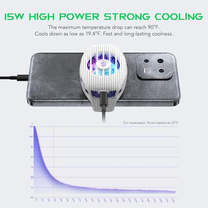 Black Shark Phone Cooler for Gaming FunCooler 5 NEO, Wired Mobile Phone Cooling Fan Lightweight Quiet with RGB Light, Cellphone Radiator for 2.67-3.45 inches iPhone/Android, Retaining Bolt (White)