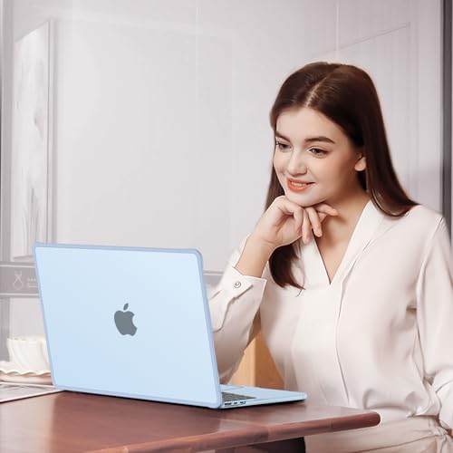 MOSISO Anti-Crack Case for MacBook Air 13 inch M5 M4 M3 M2 2026-2022 | 3 in 1 Kit Anti-Fingerprints Reinforced TPU Bumper Hard Shell for MacBook Air 13.6, A3449 A3240 A3113 A2681, Sky Blue - color: Sky Blue