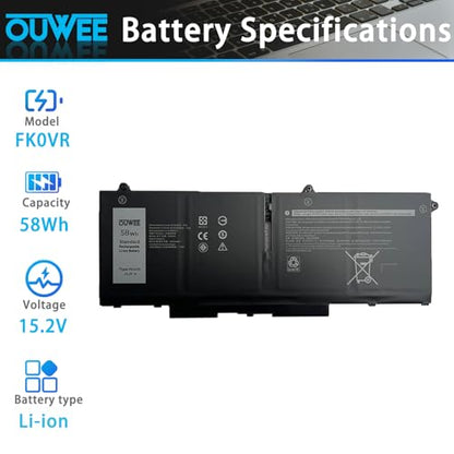 FK0VR Laptop Battery Compatible with Dell Latitude 5330 7330 7430 7530 Latitude 5330 2-in-1 Latitude 7330 2-in-1 Latitude 7430 2-in-1 Series FKOVR 8H6WD 293F1 01VX5 404T8 51R71 8P81K