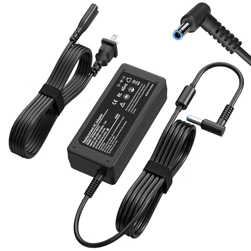 45W 19.5V 2.31A Laptop Charger for HP Stream 14 13 11, Pavilion x360 15, EliteBook 840 G3 G4, ProBook, Chromebook 11 EE - AC Adapter Power Supply Cord with Durable Blue Tip L-Shape Connector - color: Matte Black2