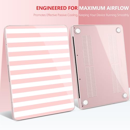 Batianda Case for MacBook Neo 13 Inch 2026 Model A3404, Pink Stripe | 4-in-1 Laptop Accessories Bundle with Pink Stripe Design, Ultra Slim Hard Shell for Girls, Students and Preppy Style Users - color: Pink Stripes