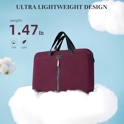 Timeet 17.3 Inch Laptop Bag for Men Women, Lightweight & Water-Resistant Computer Bag Laptop Briefcase with Shoulder Strap - color: Wine Red
