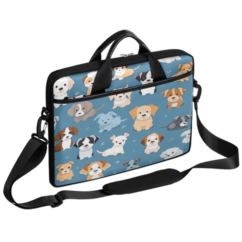 Laptop Shoulder Bag for Women Men, Waterproof Computer Case Messenger Bag Briefcase for Business Office Travel - color: Funny Dog