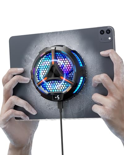 ACEDAYS iPad Cooler,Magnetic Tablet Cooler for ipad/Surface pro/Samsung Tab,Compatible for Steam Deck,Universal Radiator with Temperature Display for Mobile Gaming,Tiktok Live Streaming - color: Black/Red