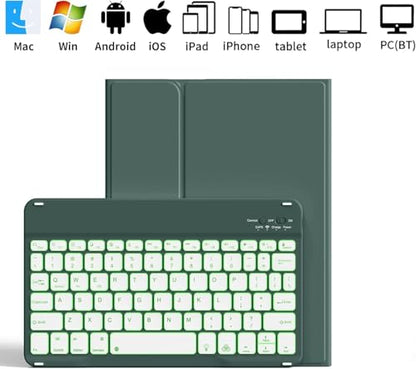 Case Keyboard for Galaxy Tab A9 Plus 5G 11 Inch 2023 (SM-X210/X216/X218), 7 Color Backlit Detachable Tablet Keyboard Cover with S Pen Holder for Samsung Galaxy Tab A9+ 11" (Dark Green) - color: Green