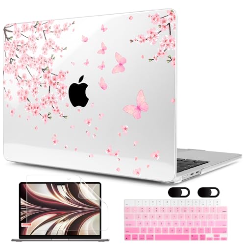 MEEgoodo Case for M5/M4/M3/M2 MacBook Air 13 inch Case 2026 2025 2024 2022, Fit Model A3449/A3240/A3113/A2681, Laptop Hard Shell Compatible with MacBook Air 13.6-inch, Cherry Blossoms - color: Cherry Blossoms