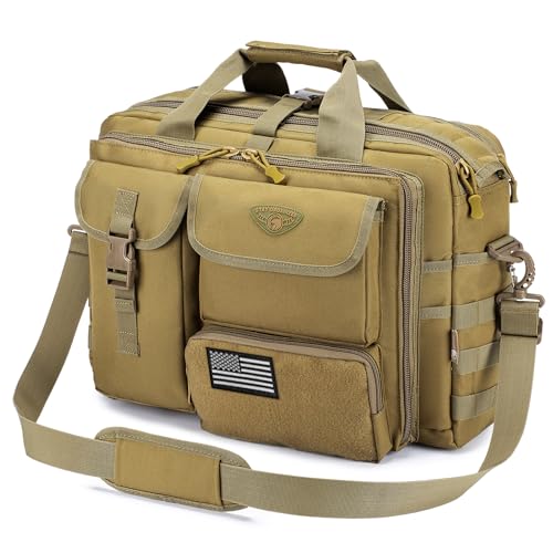 Stypos Tactical Messenger Bag,Tactical Briefcase for Man Military Laptop Bag 14 Inch/15.6 Inch /17.3 Inch Messenger Work Bag - color: Khaki, size: 14inch Medium