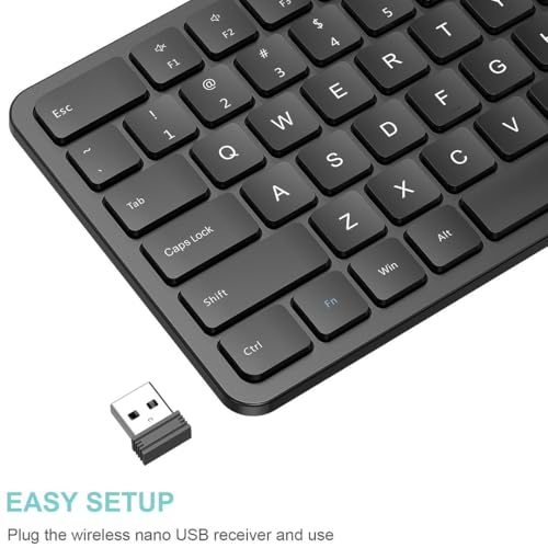 Arteck 2.4G USB Wireless Keyboard Full Size Keyboard for Computer/PC/Laptop