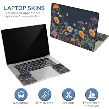 DINKY 13 13.3 14 15.4 15.6 Inches Laptop Skin Sticker Decal Netbook Skin Sticker,15.6" Flora Universal Reusable Notebook Art Decal Protector Cover, Flowers Plants Butterflies - color: Flowers Plants Butterflies