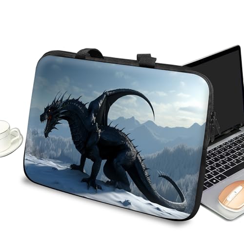 Universal Laptop Case Sleeve 10 inch with Handle and Zipper, Kids Tablet Carrying Case Messenger Bag Portable Tote Bag for 7-10 inch iPad/Notebook/eBook/Readers, Black Dragon - color: Black Dragon, size: 10 inch