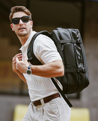 Muzee MARK RYDEN Expandable Travel Backpack 42L, TSA-Approved Anti-Theft Backpack with USB Charging Port, Business Laptop Backpack for Men Fits 17-inch Laptop, Water-Resistant Carry-on Luggage